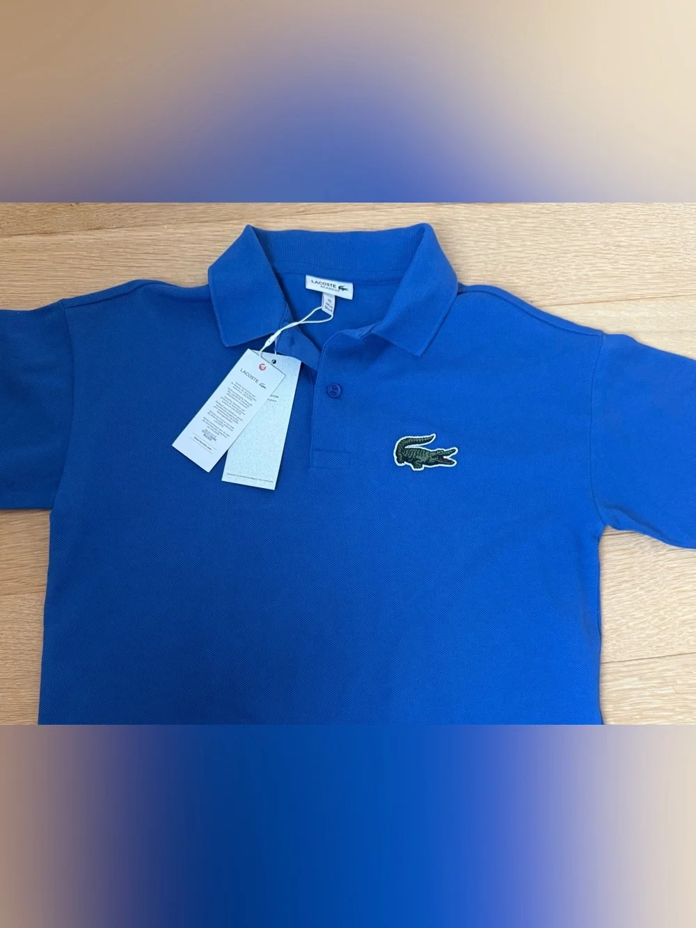 Lacoste Boys Blue Short Sleeve Polo with Crocodile Patch NWT